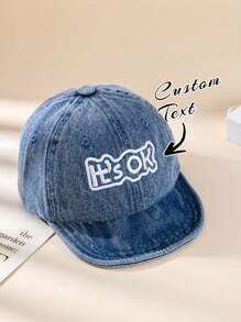 1 pieza Gorra de béisbol estilo primavera para niño/niña pequeño/a, de 6 a 24 meses, Sombrero vaquero de mezclilla, regalo personalizado para bebés