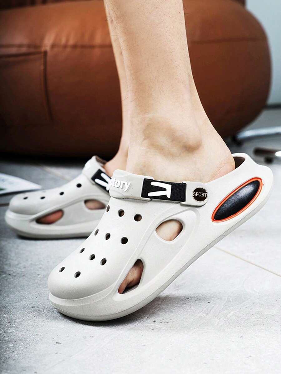 Men's Summer Hollow Casual Slippers, Versatile Thickened Soft Non-Slip Beach Sandals, Couples Style - Grey - View 1