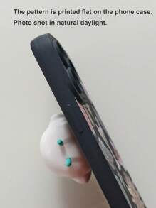 1pc Splicing Printed Eye Pattern Black Shockproof Anti-Fingerprint Phone Case Compatible With IPhone