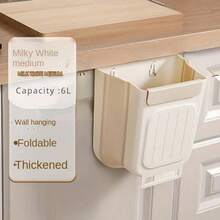 Foldable Kitchen Trash Can, 1 Count Large Capacity Hanging Trash Bin, Trash Can For Home Kitchen, Kitchen Accessories, Kitchen Gadgets-CWTI - 白色 - 查看 5