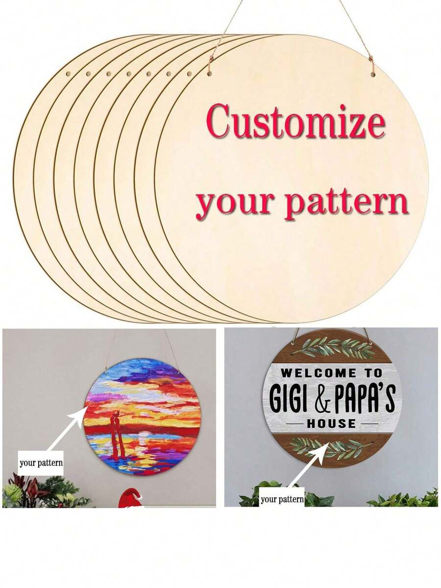 1 Pc Customized Round Wooden Hanging Sign, Custom Front Door Wooden Welcome Sign, Hanging Decorative Sign, Farmhouse Small Door Sign, Customized Welcome Front Door Sign For Coffee Shop, Restaurant, Wooden Housewarming Gift, Customized Decorative Wooden Board Gifts Birthday Graduation,Home Harmony - Multicolor - View 1