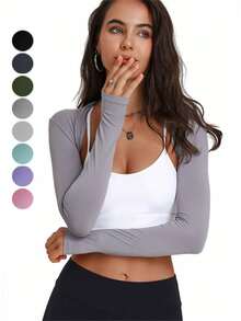 1 pieza Blusa corta casual con abertura frontal y mangas tipo murciélago, que deja al descubierto el abdomen - multicolor - Ver 1