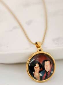 Colgante de collar con foto personalizada, collar con foto como regalo para ella, collar con foto de niños, regalo sentimental conmemorativo, regalo de Navidad para mamá, regalo del Día de la Madre, multifuncional, ornamental, letra, elegante, moderno, colorido, lindo, adorable, casual, personalizado, único, ideal como regalo para él o ella