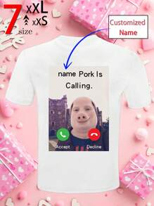 1 pieza, Camisetas personalizadas, Camisetas de hombre con avatares de alta definición, Camisetas de estilo de cara divertida personalizada, Nueva tecnología de impresión por transferencia de calor, Imágenes de alta definición, Cómodas, Alta elasticidad, El mejor regalo para novias/esposas