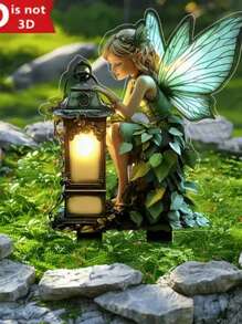 حامل أكريليك أخضر على شكل حورية الغابة أسلوب جديد 2D لزينة الأماكن الخارجية والحدائق والحاويات، مشهد حورية الغابة الأكريليكي، مناسب لعيد الفصح