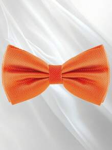 Men's Solid Color Elegant Jacquard Bow Tie, Pre-Tied Double Layer Solid Color Bowtie, Satin Formal Tuxedo Bowknot, Adjustable, Suitable For Groomsmen, Wedding, Party, Formal Events, Holiday Gift