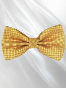 Men's Solid Color Elegant Jacquard Bow Tie, Pre-Tied Double Layer Solid Color Bowtie, Satin Formal Tuxedo Bowknot, Adjustable, Suitable For Groomsmen, Wedding, Party, Formal Events, Holiday Gift