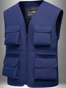 1 Stück Herren Sommer Lässig Mehrtaschen Outdoor Utility Weste/Gilet