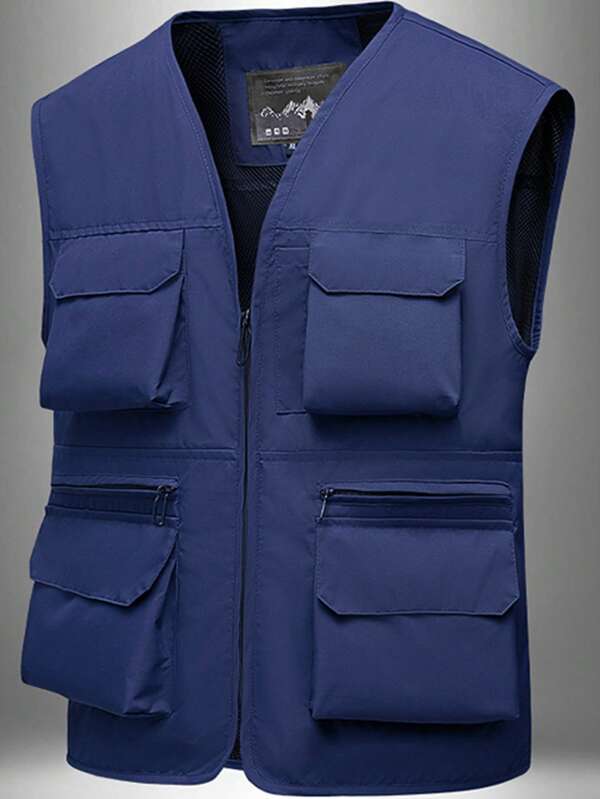 1 Stück Herren Sommer Lässig Mehrtaschen Outdoor Utility Weste/Gilet