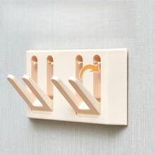 2 piezas Ganchos adhesivos plegables e invisibles, diseño giratorio ultrafino montado en la pared, para almacenamiento en baño, cocina, sin perforación y sin daños