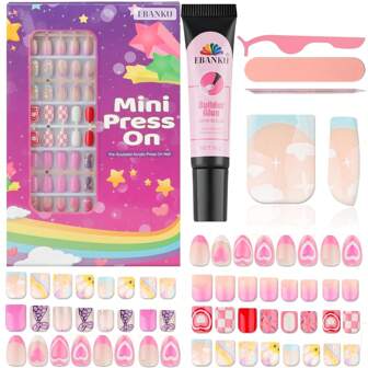 130 stuks/set kindernagels, EBANKU 5 stuks kindernagels - oud schattig wolken- en hartenontwerp, voor meisjes van 8-12 jaar
