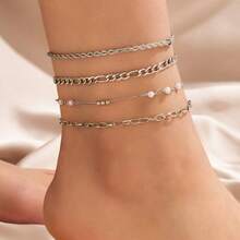 1-4pcs Golden Decor Anklet Suitable For Daily Wear And Beach Vacation For Summer Vacation Travel Beach Party,Gold Jewelry - Ocean Style Anklet - View 25