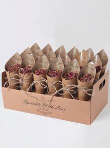 Set de 38 piezas, 1 soporte de conos de confeti con 30 papeles kraft, suministros de decoración para celebraciones de boda, flores secas para confeti de boda al aire libre, suministros de envoltura de regalos, soporte con 30 orificios con forma de cono, 30 papeles kraft disponibles por separado