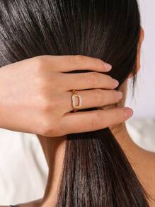 1 pièce Bague chaîne en cristal géométrique circulaire de style européen et américain