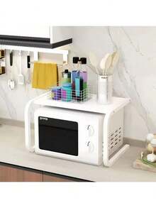 1pc Double Tier Basic L-Shaped Kitchen Shelf, Thicker & Larger Oven Rack, Spice Jar & Storage Organizer - Multicolor - View 15