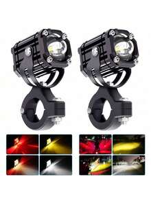 2 Piezas Faros De Lupa Luces Led Auxiliares Con Estrobo 4 Modos - Negro - Ver 1