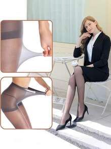 3 Pairs Women's Thin Solid Color Leggings Pantyhose For Daily Wear