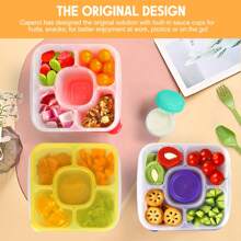 Ensemble de 4 pièces (comprend 4 bols à sauce, 8 pièces au total) Plateau à 5 compartiments pour collations, boîte à bento, boîte à fruits. Ensemble de vaisselle, boîte à lunch, boîte de pique-nique, avec couvercles, avec 4 petits compartiments à sauce. Récipient alimentaire divisé réutilisable, parfait pour le travail, le pique-nique et les voyages !, Fournitures scolaires