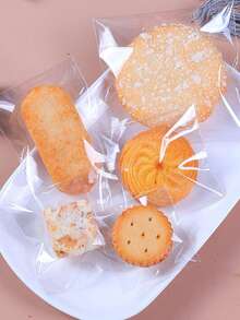 100 个饼干包装袋，自封透明塑料袋，用于烘焙，学校用品食品袋食品盒适用于糖果巧克力饼干等。 - 透明 - 查看 2