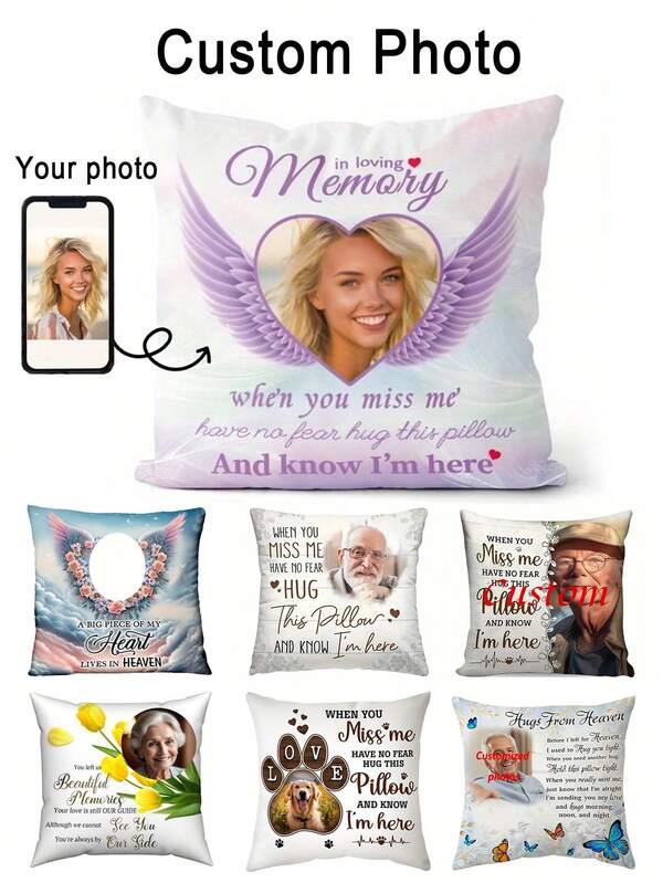 1 pieza Funda de almohada personalizada con patrón de foto, funda de almohada suave impresa por un solo lado personalizada, adecuada como regalo para la familia para aniversarios, Día de la Madre, Día del Padre, Acción de Gracias, Día del Maestro, Día de San Valentín, cumpleaños