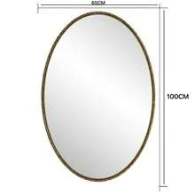 Specchio, specchio ovale retrò in design ferro, effetto anticato, da parete, adatto per bagno, camera da letto e soggiorno, specchio di bellezza (oro/argento)