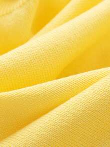 Casual Lightweight Minimalist Butter Yellow Short Sleeve Polo Knit Top - Yellow - View 6