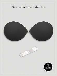 1 件女士透气胸罩 + 免费 1 件防滑透明肩带小胸加厚掌心杯前推式粘合胸罩