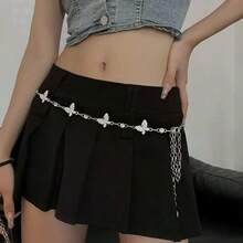 1件复古银链蝴蝶波西米亚风腰带，夸张设计，适合搭配裙子、比基尼，夏季、秋季、万圣节等场合。