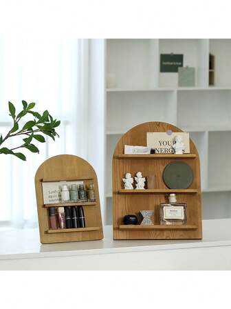 1 adet Ahşap Kozmetik Depolama Rafı Oje Sergileme Rafı Yaratıcı Yuvarlak Kemer Sıralama Rafı İskandinav Eşyaları Depolama Rafı