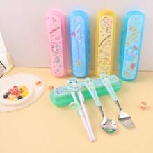Sanrio Sanrio My Melody Stainless Steel Fork And Spoon Set With Box, Cartoon Cute Portable Reusable Tableware, Cute Home And Outdoor School Supplies, Camping Accessories Christmas Birthday Gifts