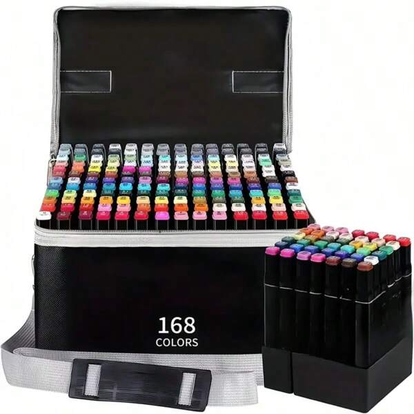 168-Color TongfuShop Art Markers Set - Vibrant, Blendable, And Non-Staining Markers For Art Beginners - Perfect For Coloring, Drawing, Sketching, Card Making, And Illustration With Free Pad