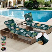1pc Tropical Leaves, Flamingo, Element Printed Milk Silk Universal Beach Chair Cover, Removable & Washable Stretchy Slipcover For Pool, Beach, Outdoor