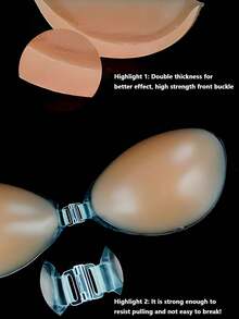 A Transparent Shoulder Strap Self-Adhesive Silicone Bra Sticker, Specially Designed For Wedding Dress Photography, Strapless Gowns, Invisible Lingerie, Enhancing Cleavage, And Sexy Breast Stickers With Straps. - Apricot - View 3