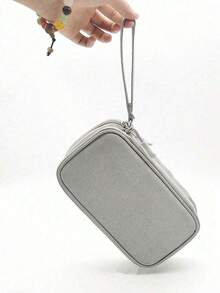 Multifunctional Organizing Pouch Nylon Multiple Pockets Handbag Organizer With Mesh Grid Large Capacity Purse Large Dual-Zipper Toiletry Bag With Multiple Compartments For Women/Men Short Distance Travel Toiletries Bag Travel Essentials Storage Bag For Back To School Waterproof Electronic Storage Bag - Multicolor - View 9