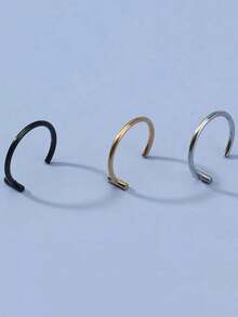 3pcs Nose Ring Stainless Steel Piercing Piercing Piercing Nail Nose Ring Three Color T Line Three Pieces Round Lip Stud - The Perfect Gift - Multicolor - View 3