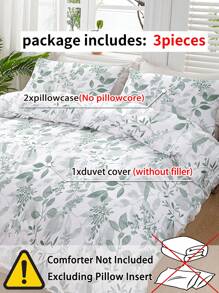 3 pièces/set Ensemble de housse de couette à motif floral (1 housse de couette et 2 taies d'oreiller) Ensemble de literie de couette doux et agréable pour la peau pour la maison, Ensemble de draps toutes saisons