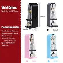 Metronome For Piano, Guitar, Violin And Other Instruments, Essential Music Accessory For Beginners, Suitable For Piano Grade Exams, Loud & Clear Sound, High Precision, Battery-Free, Comes With 2pcs Guitar Pick Necklace - Multicolor - View 8