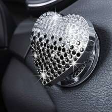 1 Stück Bling Druckstart-Knopf Abdeckung mit Strass, Herz-Druckstart-Knopf Abdeckung für Auto Dekoration, Diamant Motor-Startknopf Abdeckung Auto Innen Zubehör für Frauen & Mädchen