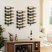 TJ.MOREE Wine Rack Wall Mounted Wall Wine Rack For 18 Wine Bottles Wood Wine Racks For Wall Wine Holder Wall Mounted Wine Bottle Racks For Kitchen Dining Room Bar - as pic - View 3