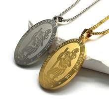 Saint Christopher Protect Us Medal Pendant Necklace For Women Men Stainless Steel Gold Color Catholic Chain Jewelry - Necklace - View 6