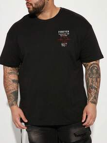 Áo thun cổ tròn tay ngắn in chữ và hình người cỡ lớn cho nam - màu đen - Xem 2