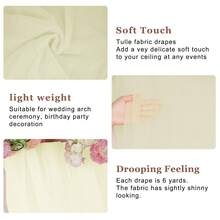 1 tấm vải trang trí cổng cưới màu trắng ngà, kích thước 75cm/160cm x 600cm/800cm, rèm nền trong suốt, thích hợp cho lễ cưới, trang trí trần nhà tiệc tùng. - be - Xem 3