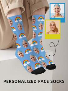 1 Pair Of Custom Couple Socks, Rainbow Custom Socks, Family Custom Socks, Personalized Socks, Pet Anniversary Gift, One Year Gift, One Year Custom Socks, Women's Socks, Men's Socks, Personalized Novelty Socks, Have Their Own Handsome And Beautiful Photos, Handsome Handsome Men's Gifts, Big Gifts