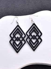 1 Pair Geometric Design Matte Texture Earrings, Fashionable Jewelry For Women, Suitable For Party And Evening Wear