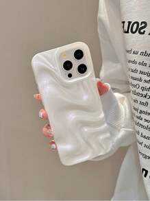 1pc Premium Minimalist Faux Pearl White 3D Wave Pattern Phone Case Compatible With IPhone 16 Pro Max/16/16 Pro/16 Plus/15/15 Pro Max/15 Pro/11/12/13/14 Pro Max/11 Pro/11 Pro Max/12 Pro/12 Pro Max/13 Pro/13 Pro Max/14 Pro/14 Pro Max/16 Pro Max/16/16 Pro/16 Plus/12 Mini/13 Mini, Minimalist Creative Soft Case