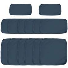Outsunny Garden Rattan Sofa Cushion Polyester Cover Replacement Outdoor- No Cushion Included - Blue - View 2