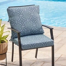 20" X 20" Premium Beige Outdoor Dining Chair Cushion- - blueandgreenmedallion - View 2