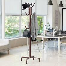 Jkm Simple Houseware Standing Coat And Hat Hanger Organizer Rack, 12 Hooks, Bronze - 棕色 - 查看 1