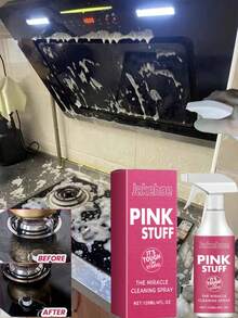 1pc Multipurpose Kitchen Cleaner, Effectively Removes Heavy Grease And Oil Stains On Kitchen Tiles, Stove Hoods, And Cookware - Pink - View 2