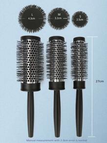 1pc Salon Nano Technology Negative Ion Silver Aluminum Tube Black Nylon Bristle Black Handle Hair Brush